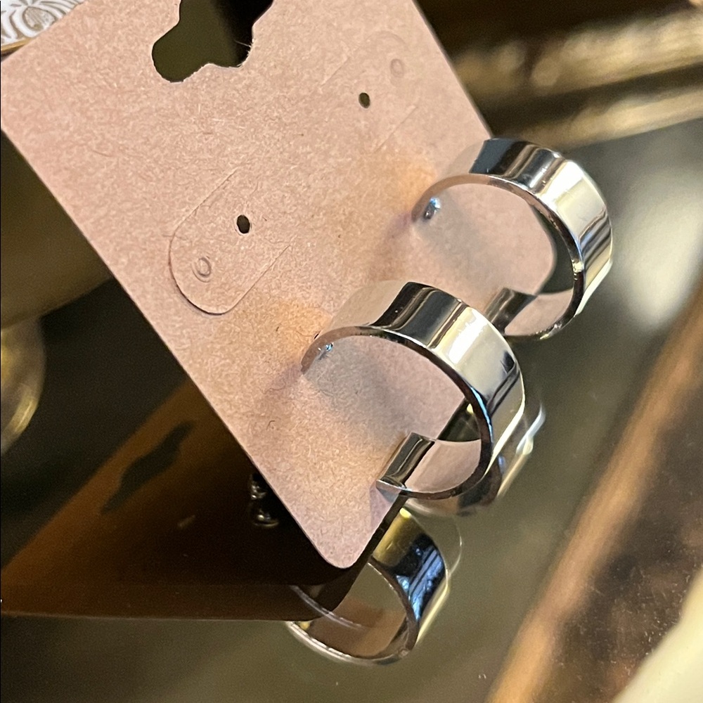 Wide Mini Silver Hoop Earrings